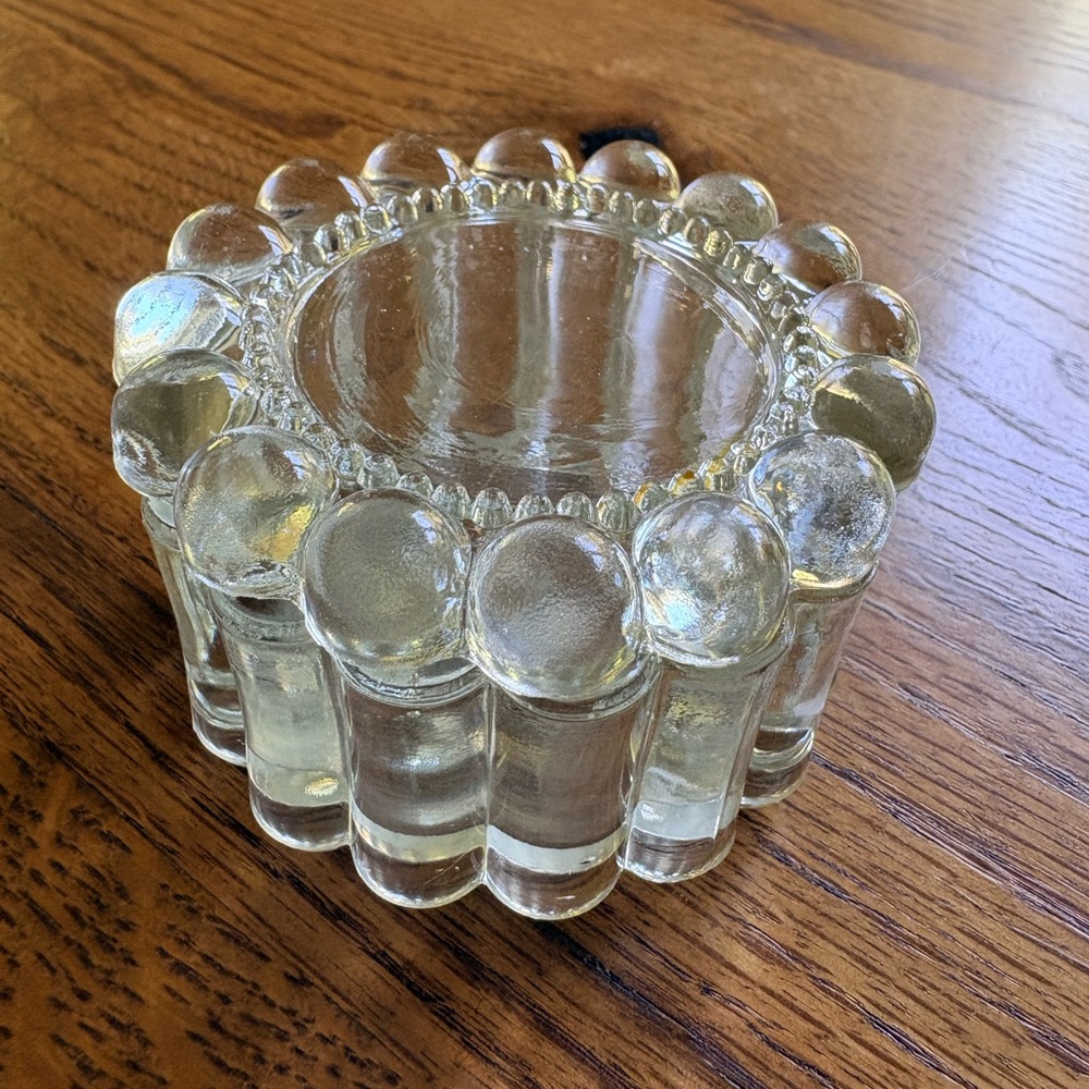 Vintage Clear Glass Candle Holder or trinket box - Picture 9 of 15